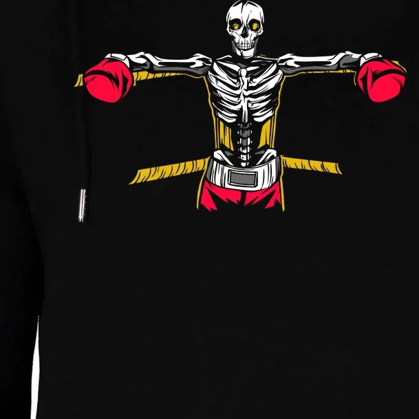 Boxing Skeleton Womens Funnel Neck Pullover Hood