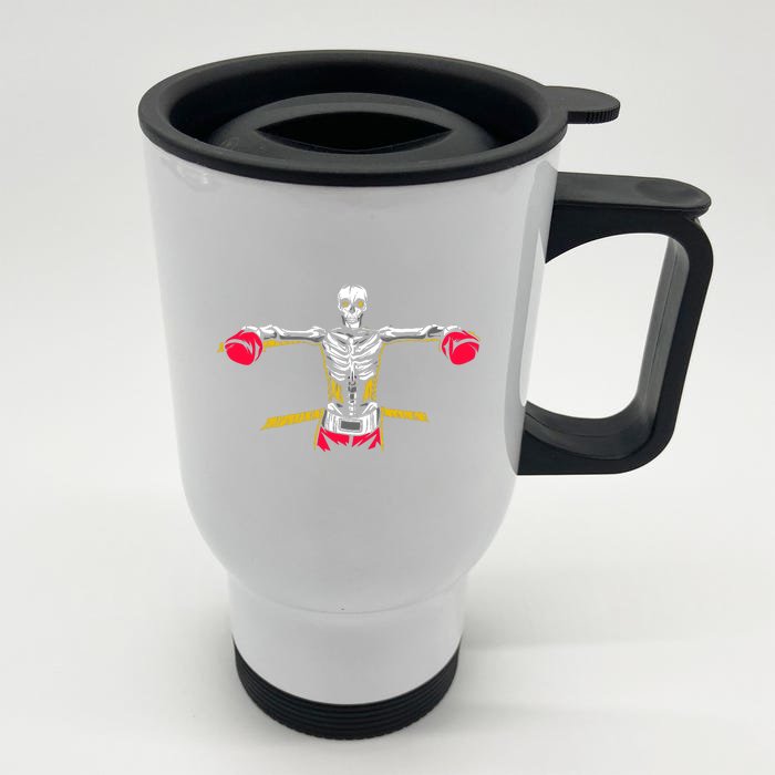 Boxing Skeleton Front & Back Stainless Steel Travel Mug