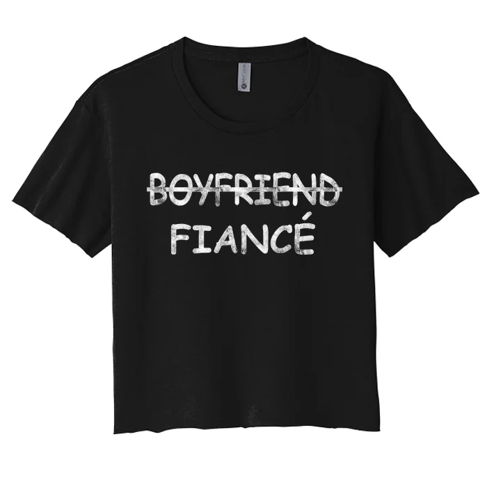 Boyfriend Fiance Engagement Party Women's Crop Top Tee