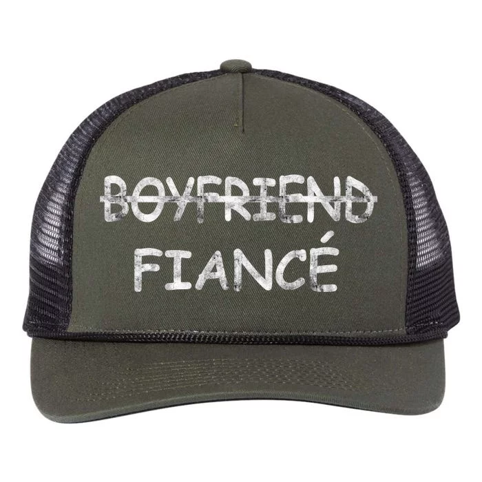 Boyfriend Fiance Engagement Party Retro Rope Trucker Hat Cap