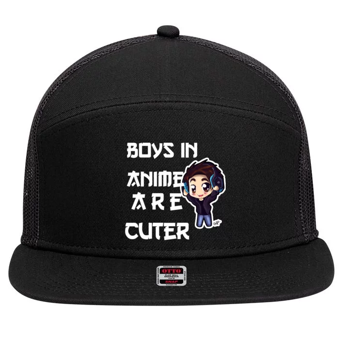 Boys In Anime Are Cuter 7 Panel Mesh Trucker Snapback Hat