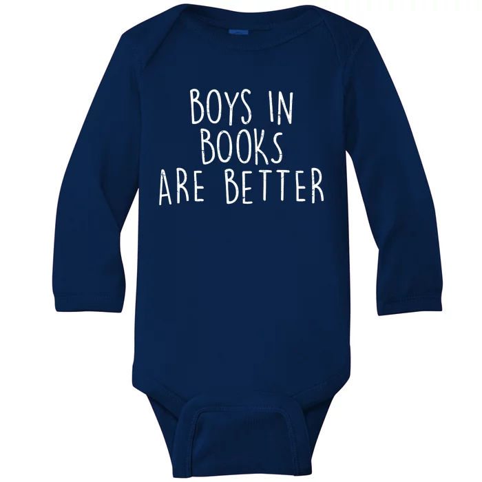 Boys In Books Are Better Funny Baby Long Sleeve Bodysuit