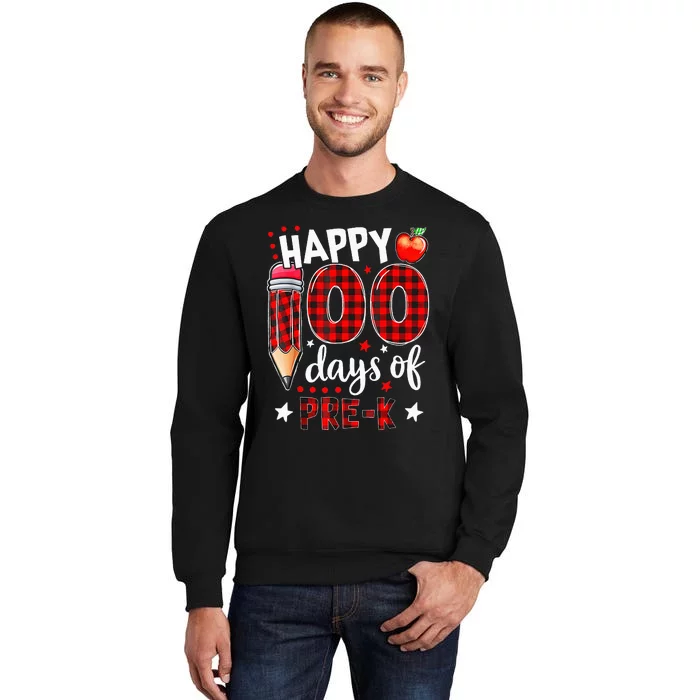 Buffalo Plaid 100 Days Of Pre K funny Teacher lovers Tall Sweatshirt