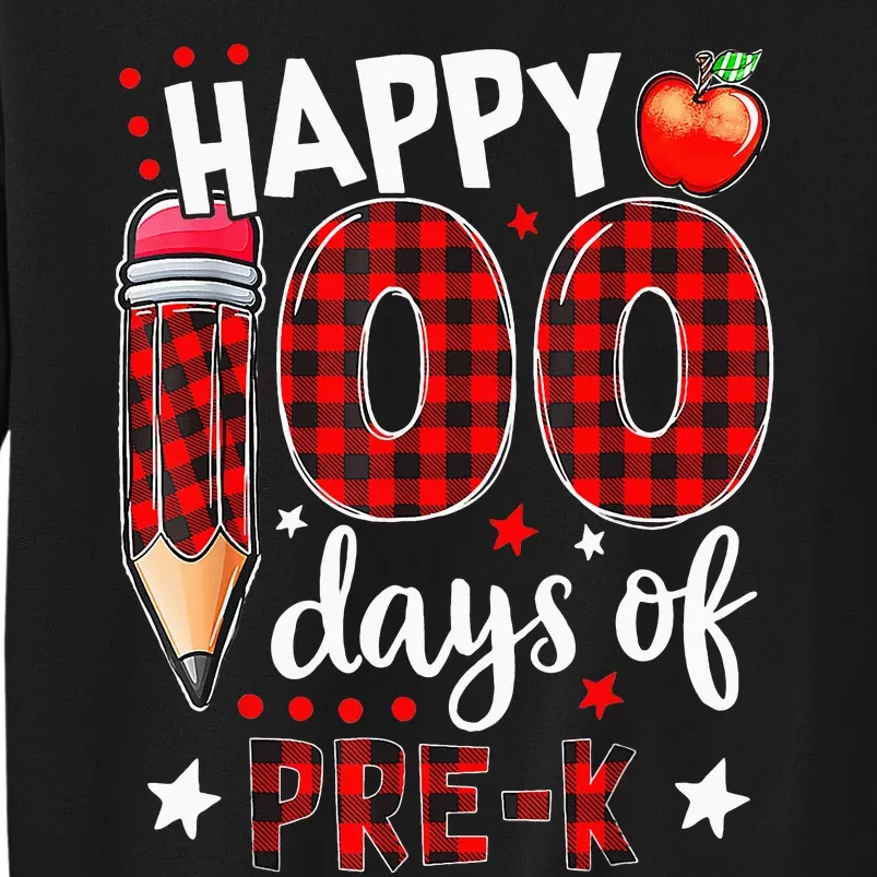 Buffalo Plaid 100 Days Of Pre K funny Teacher lovers Tall Sweatshirt