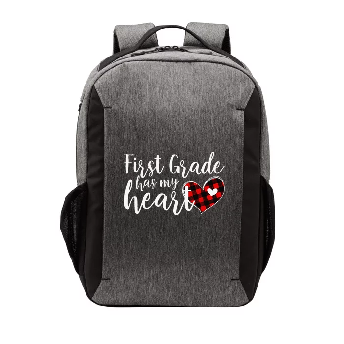 Buffalo Plaid 1st First Grade Has My Heart Teacher Valentine Vector Backpack