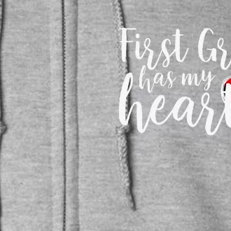 Buffalo Plaid 1st First Grade Has My Heart Teacher Valentine Full Zip Hoodie