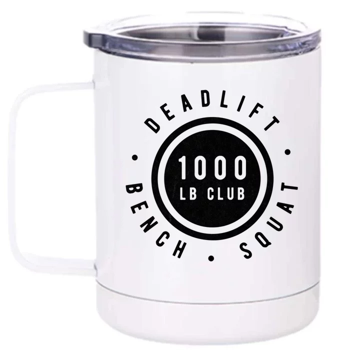 Back Print 1000lb Club Powerlifting Barbell Strong Novelty Cool Gift Front & Back 12oz Stainless Steel Tumbler Cup