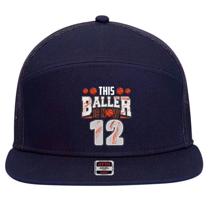 Basketball Player 12 Years Old Boy Basketball 12th Birthday 7 Panel Mesh Trucker Snapback Hat