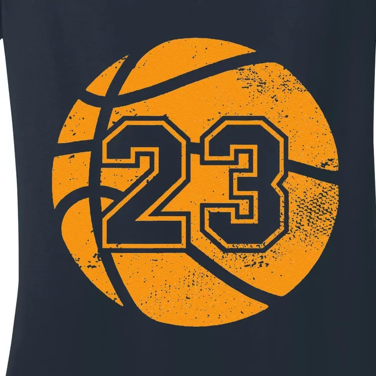 Basketball Player 23 Basketball Mom Dad Jersey Number 23 Women's V-Neck T-Shirt