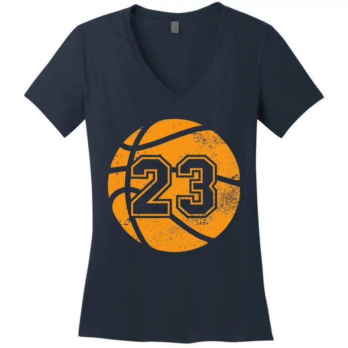 Basketball Player 23 Basketball Mom Dad Jersey Number 23 Women's V-Neck T-Shirt