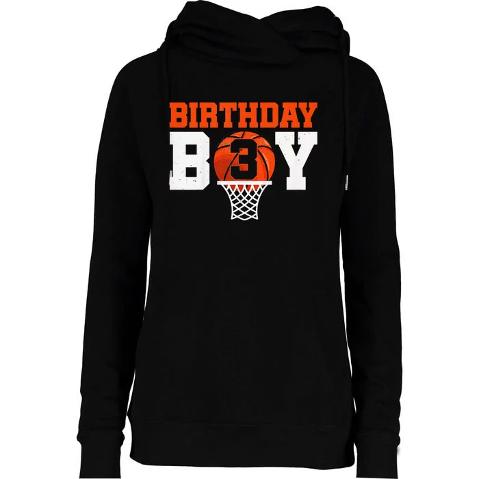 Basketball player 3 Years Old Basketball 3rd Bday Womens Funnel Neck Pullover Hood