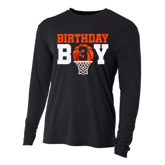 Basketball player 3 Years Old Basketball 3rd Bday Cooling Performance Long Sleeve Crew