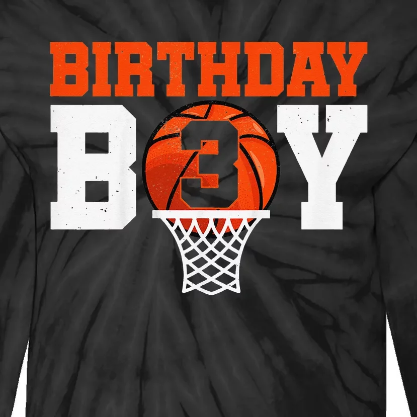 Basketball player 3 Years Old Basketball 3rd Bday Tie-Dye Long Sleeve Shirt