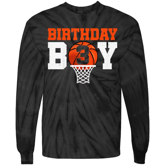 Basketball player 3 Years Old Basketball 3rd Bday Tie-Dye Long Sleeve Shirt