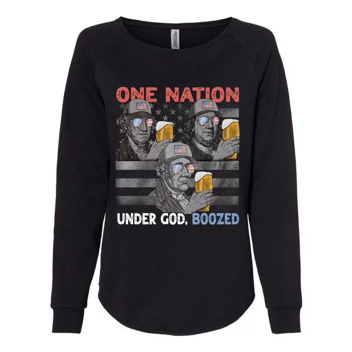 Beer Presidents 4th Of July One Nation Under God Boozed Meaningful Gift Womens California Wash Sweatshirt