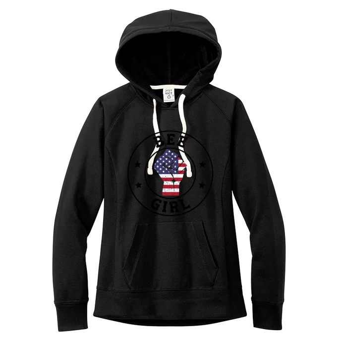 Bee Patriotic 4th July Independence Day Honey Gift Women's Fleece Hoodie