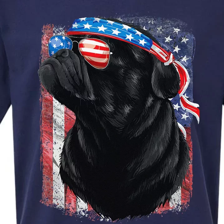 Black Pug 4th of July Dog Mom Dog Dad USA Flag Funny Pug Sueded Cloud Jersey T-Shirt