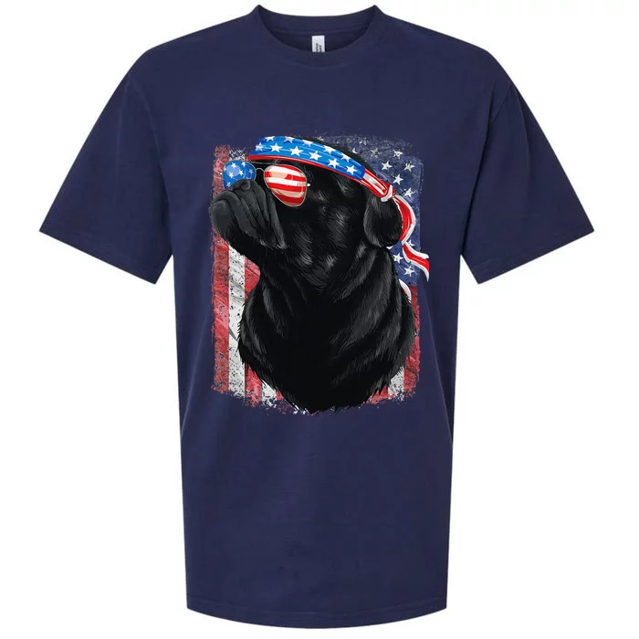 Black Pug 4th of July Dog Mom Dog Dad USA Flag Funny Pug Sueded Cloud Jersey T-Shirt