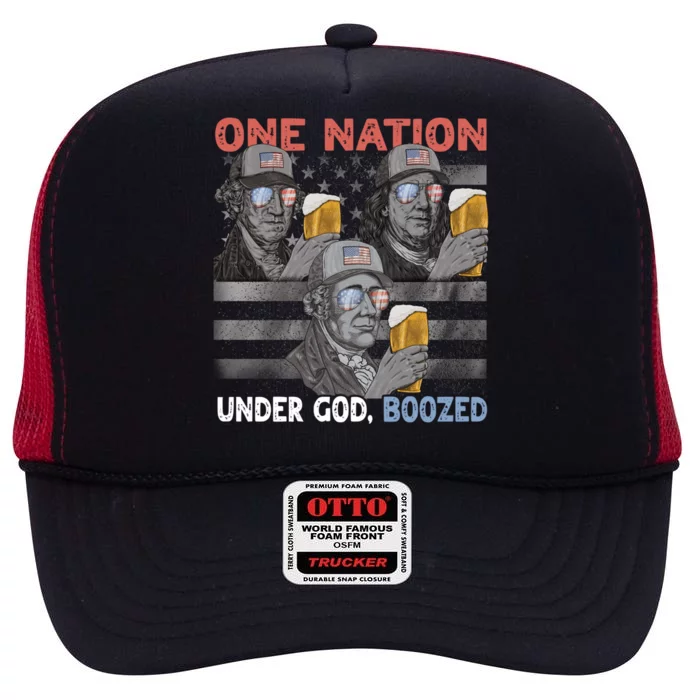 Beer Presidents 4th Of July One Nation Under God Boozed Meaningful Gift High Crown Mesh Trucker Hat