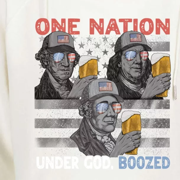 Beer Presidents 4th Of July One Nation Under God Boozed Meaningful Gift Womens Funnel Neck Pullover Hood