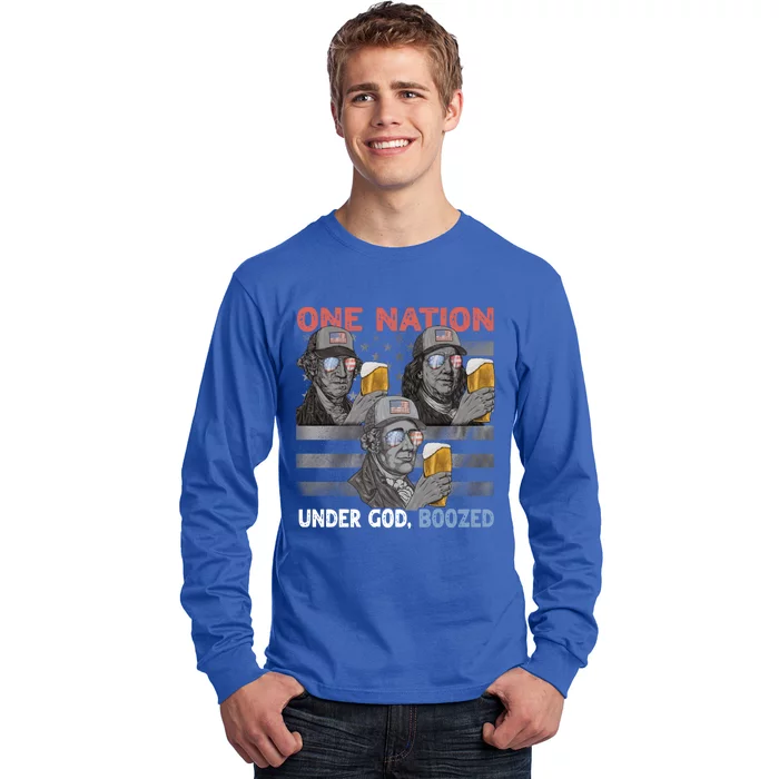 Beer Presidents 4th Of July One Nation Under God Boozed Meaningful Gift Long Sleeve Shirt