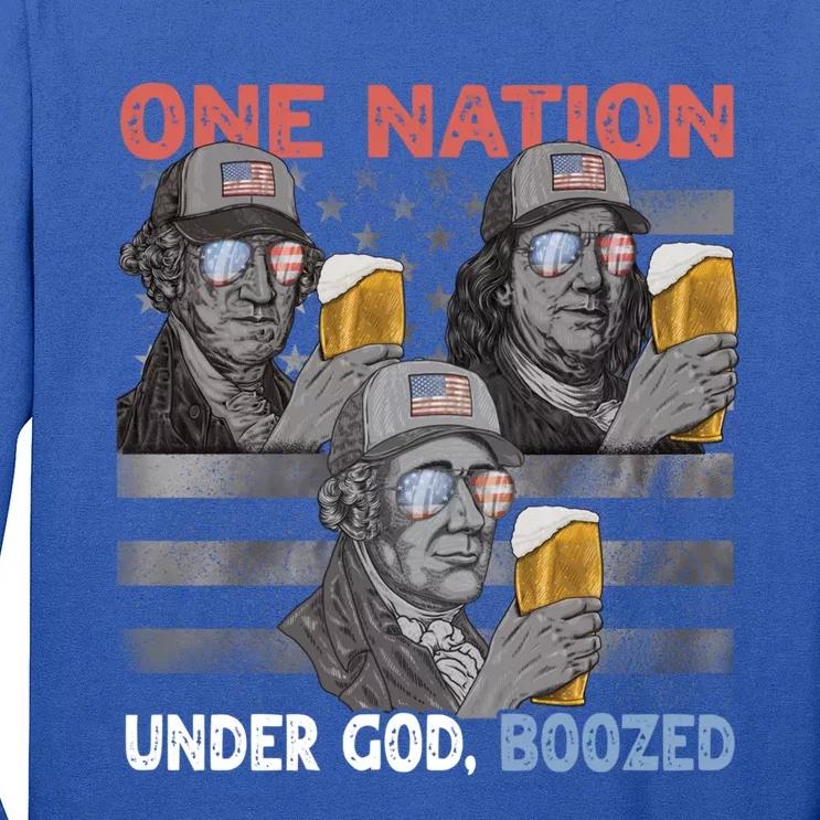 Beer Presidents 4th Of July One Nation Under God Boozed Meaningful Gift Long Sleeve Shirt