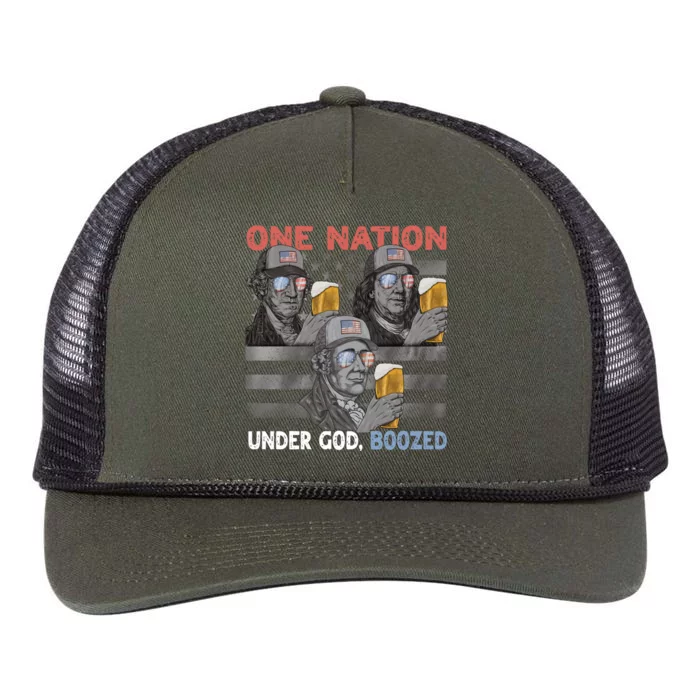 Beer Presidents 4th Of July One Nation Under God Boozed Meaningful Gift Retro Rope Trucker Hat Cap