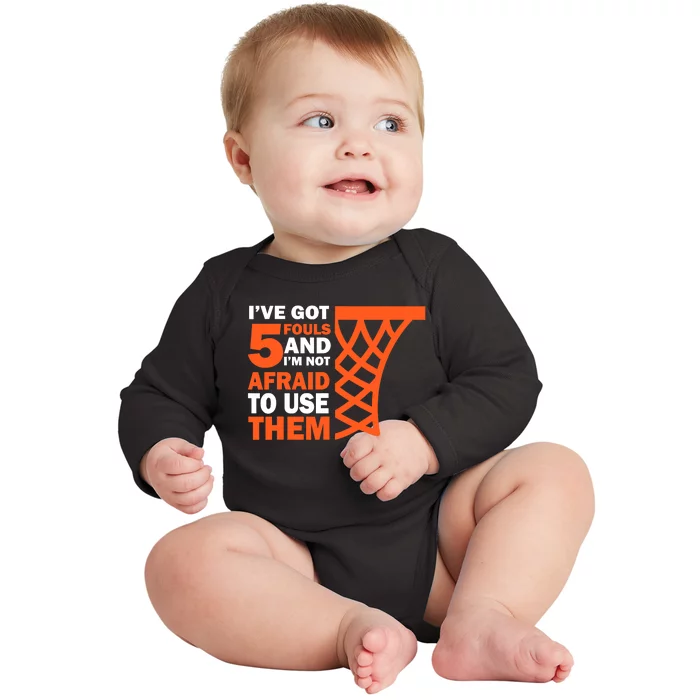 Basketball Player 5 Fouls - Hoops Baller Basketball Baby Long Sleeve Bodysuit