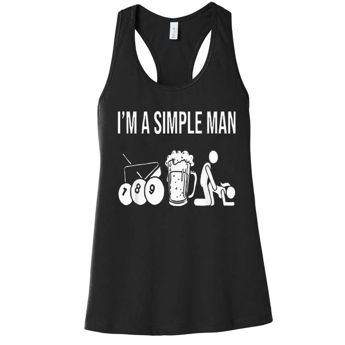 Billiard Pool 8ball Cue Billard Im A Simple Man Women's Racerback Tank