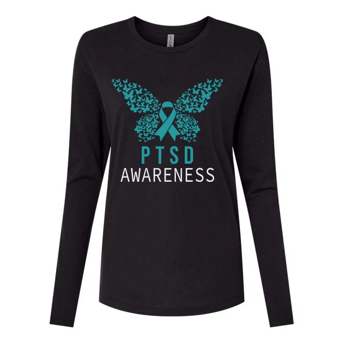 Butterfly PTSD Awareness Womens Cotton Relaxed Long Sleeve T-Shirt