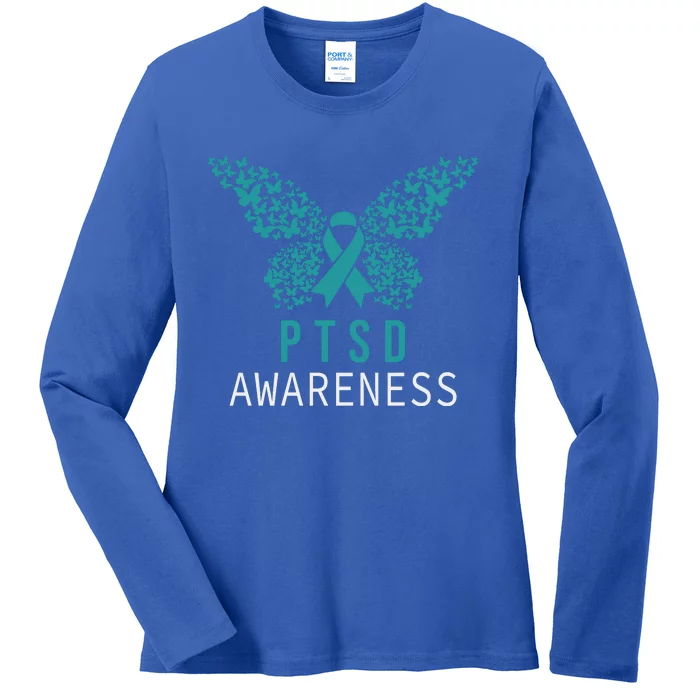 Butterfly PTSD Awareness Ladies Long Sleeve Shirt