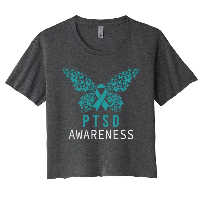 Butterfly PTSD Awareness Women's Crop Top Tee