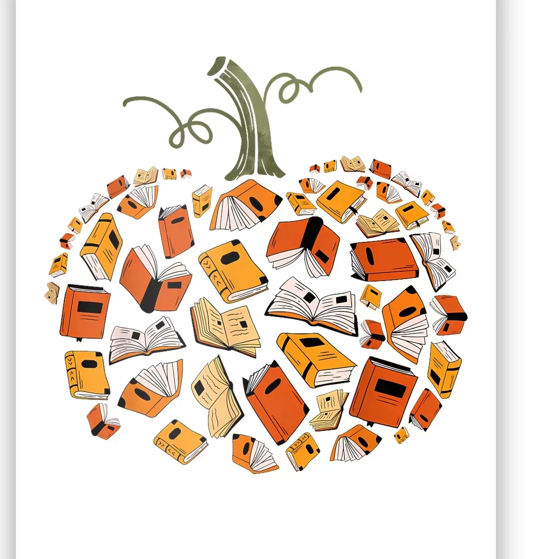 Book Pumpkin Autumn Fall Librarians Bookworm Teacher Poster