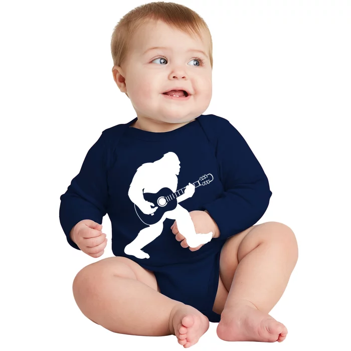 Bigfoot Playing Acoustic Guitar Baby Long Sleeve Bodysuit