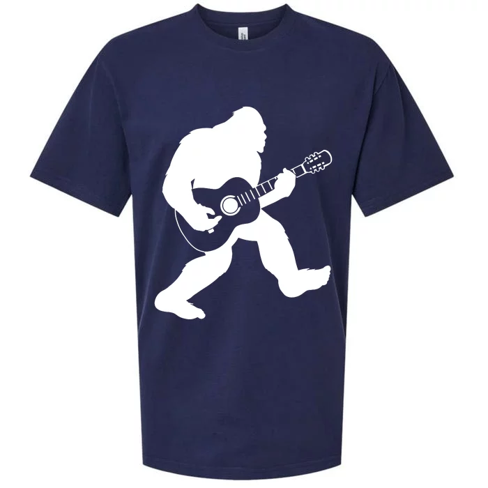 Bigfoot Playing Acoustic Guitar Sueded Cloud Jersey T-Shirt