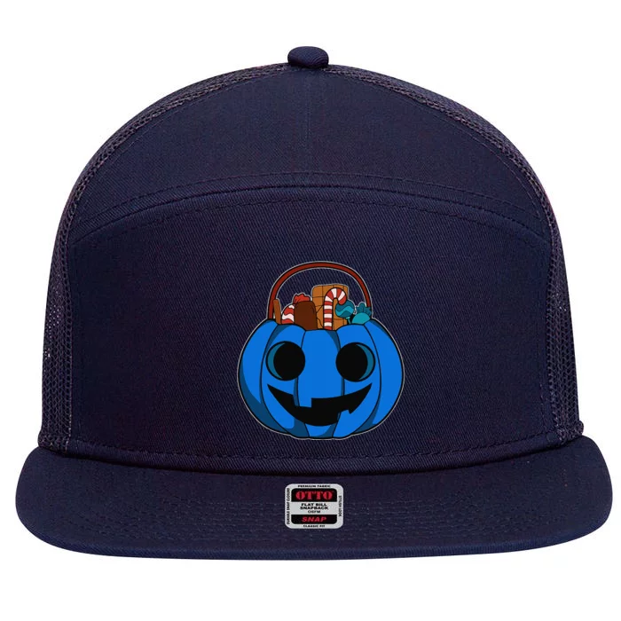 Blue Pumpkin Autism Awareness Halloween 7 Panel Mesh Trucker Snapback Hat