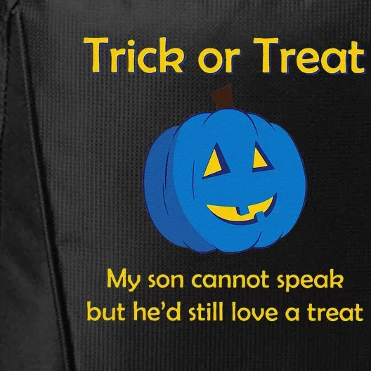 Blue Pumpkin Autism Awareness Trick Or Treat Halloween City Backpack