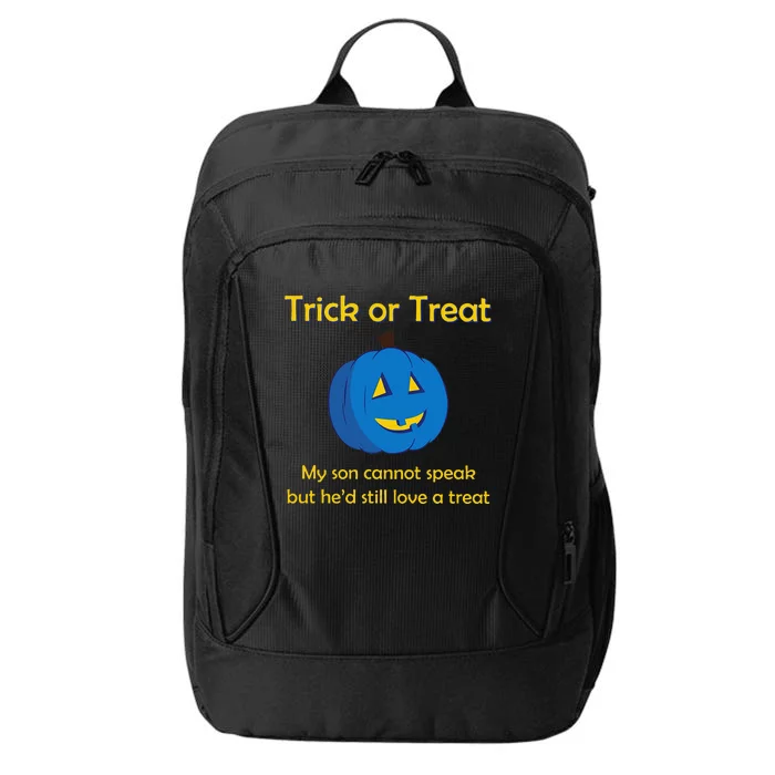 Blue Pumpkin Autism Awareness Trick Or Treat Halloween City Backpack