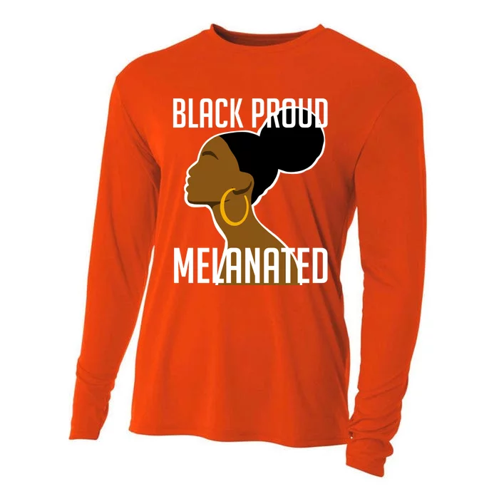 Black Proud And Melanated African Art Black History Gift Cooling Performance Long Sleeve Crew