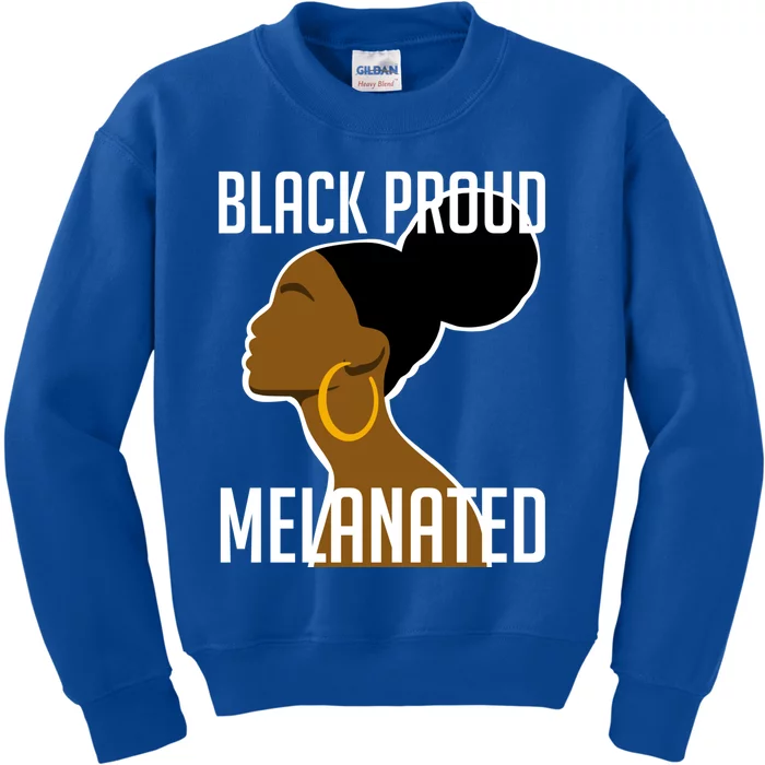 Black Proud And Melanated African Art Black History Gift Kids Sweatshirt