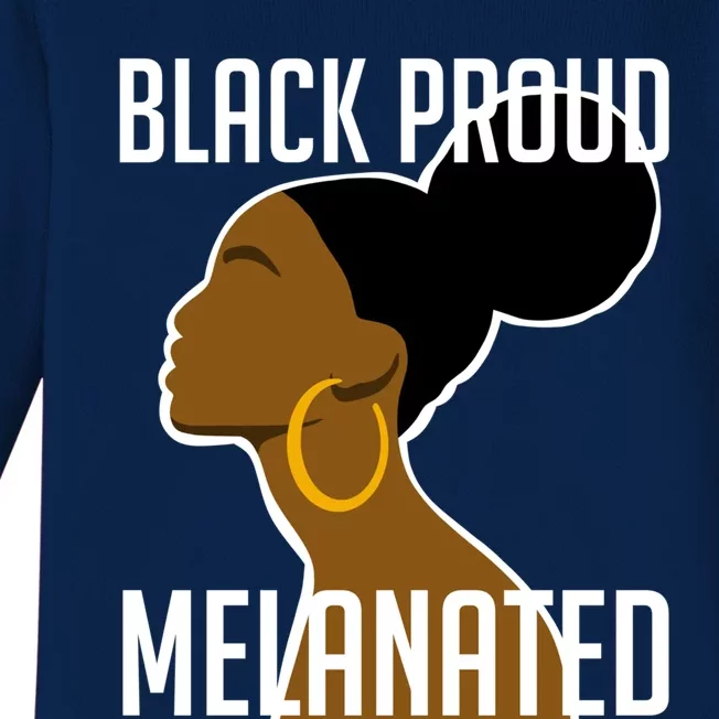 Black Proud And Melanated African Art Black History Gift Baby Long Sleeve Bodysuit