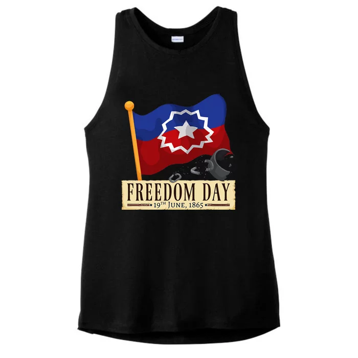 Black Proud African American for Juneteenth Flag Ladies Tri-Blend Wicking Tank