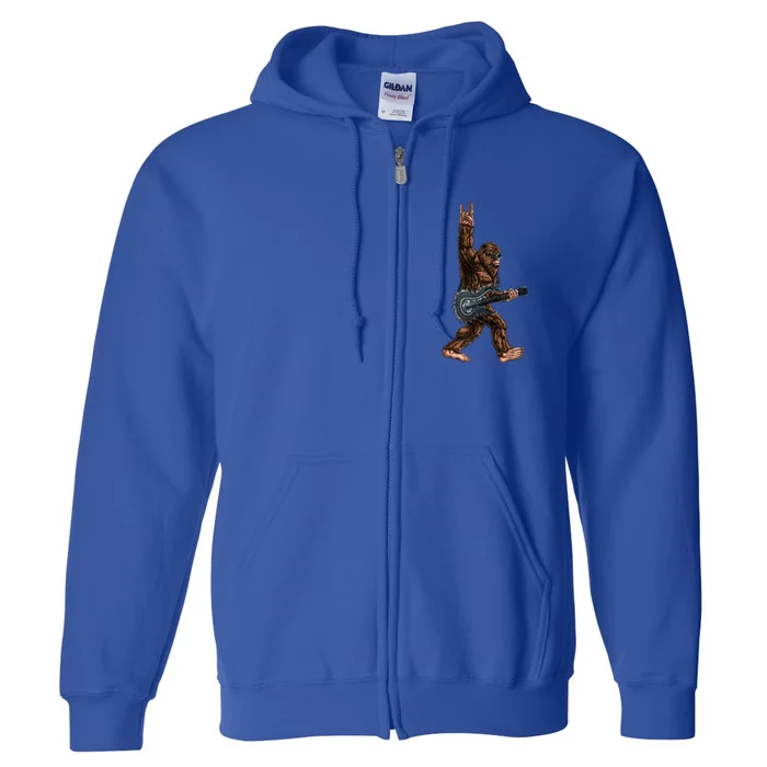 Bigfoot Playing A Dragon Guitar Rock On Sasquatch Big Foot Full Zip Hoodie