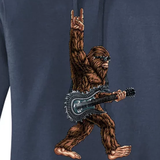 Bigfoot Playing A Dragon Guitar Rock On Sasquatch Big Foot Women's Pullover Hoodie