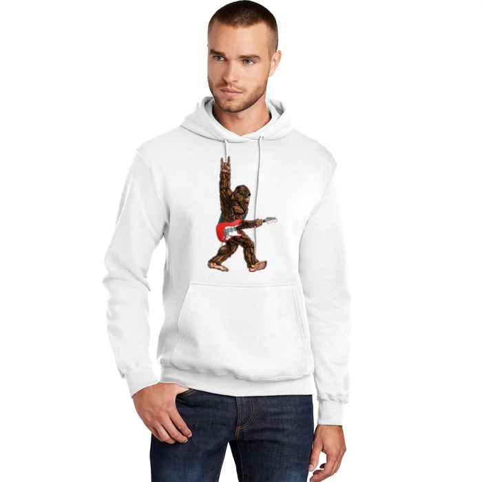 Bigfoot Playing A Electric Guitar Rock On Sasquatch Big Foot Hoodie