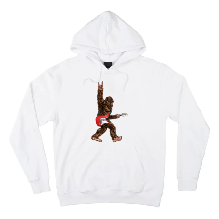 Bigfoot Playing A Electric Guitar Rock On Sasquatch Big Foot Hoodie