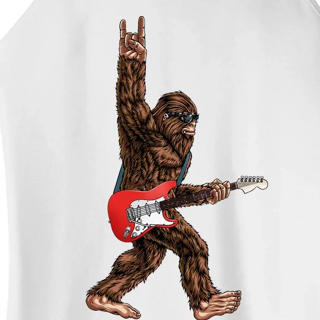 Bigfoot Playing A Electric Guitar Rock On Sasquatch Big Foot Women’s Perfect Tri Rocker Tank