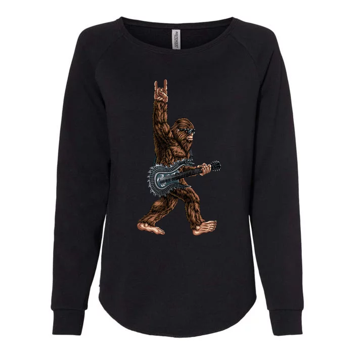 Bigfoot Playing A Dragon Guitar Rock On Sasquatch Womens California Wash Sweatshirt