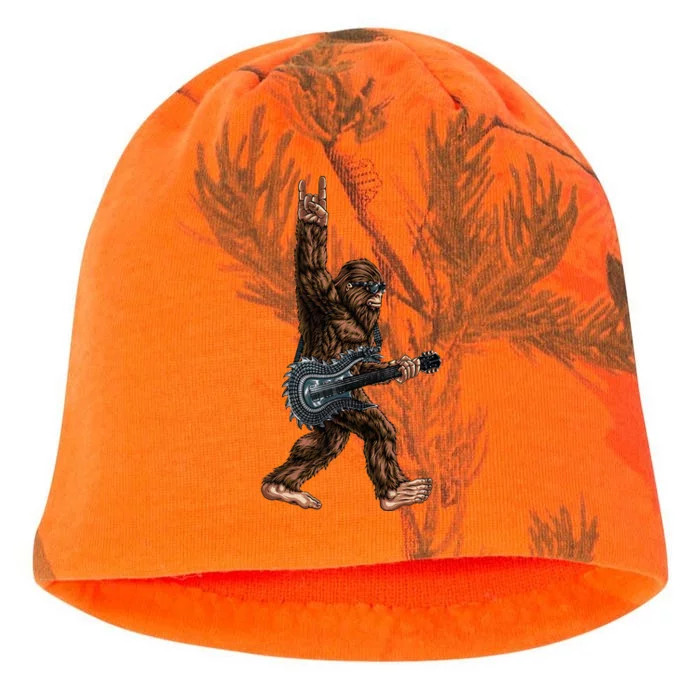 Bigfoot Playing A Dragon Guitar Rock On Sasquatch Kati - Camo Knit Beanie