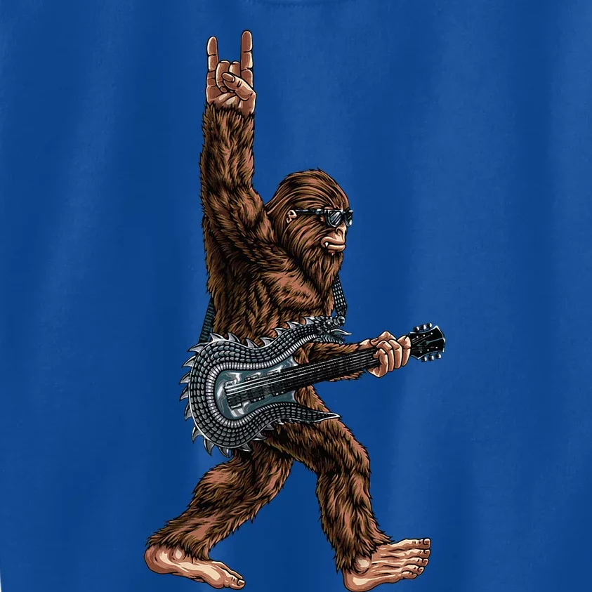 Bigfoot Playing A Dragon Guitar Rock On Sasquatch Kids Sweatshirt